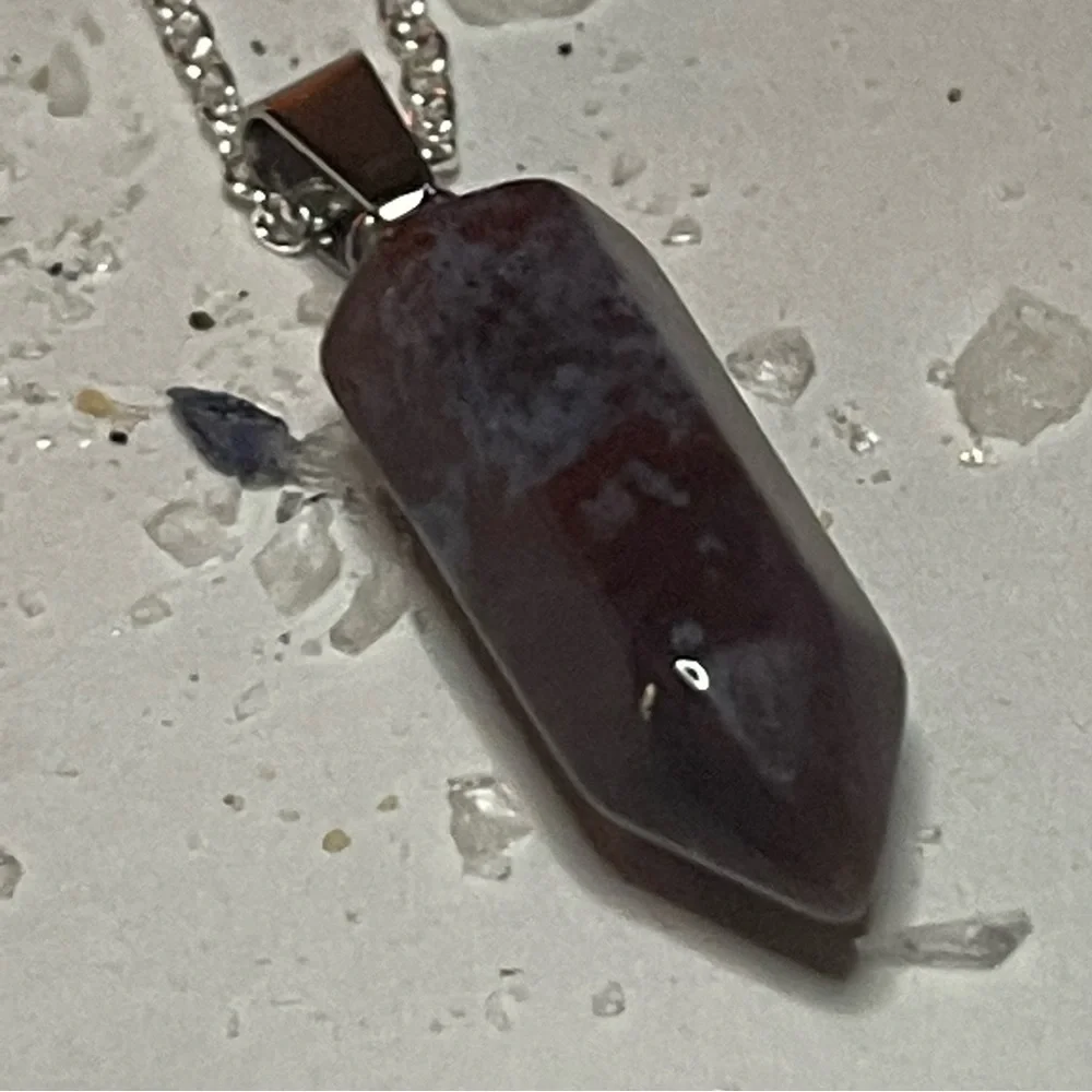 New Handmade Natural Green Moss Agate Tower S925 Sterling Silver Necklace